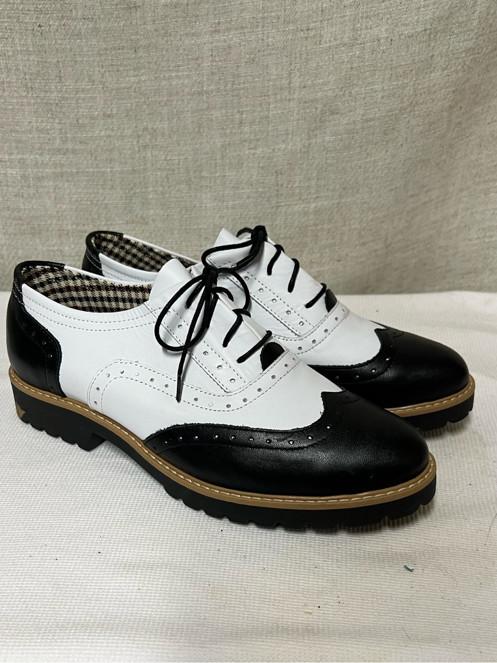 Two-Tone Black and White Wingtip Oxfords